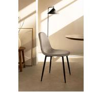 Lot de 4 Chaises Scandinaves en Velours et pieds métallique Noir- Beige