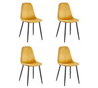 Lot de 4 chaises scandinaves en velours - Jaune