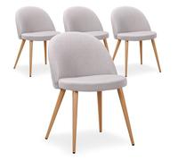Menzzo Maury Lot de 4 Chaises Scandinaves, Tissu, Gris, 51 x 56 x 75 cm