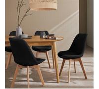 Lot de 4 chaises scandinaves NILS revêtement bouclette noire. pieds bois de hêtre. chaise 1 place