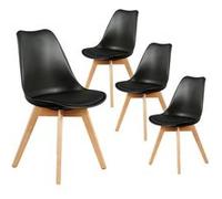 MEDALINE - Lot de 4 Chaises Scandinaves Noires -