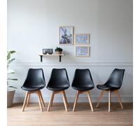 Happy Garden Chaises NORA scandinaves avec coussin – Lot de 4 noires