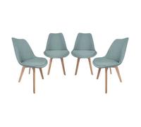 Lot de 4 chaises scandinaves revêtement tissu bleu clair. pieds bois de hêtre - Nils