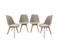 Lot de 4 chaises scandinaves revêtement velours côtelé gris clair. pieds bois de hêtre - Nils