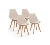 IDMarket Chaises scandinaves SARA Lot de 4 pour salle à manger Beige
