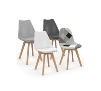 Lot De 4 Chaises Scandinaves Sara Gris Foncé, Blanc, Noir Et Patchworks Noirs, Gris Et Blancs Gris