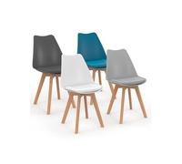IDMarket Chaises scandinaves SARA - Lot de 4 mix gris foncé, gris clair, blanc et bleu