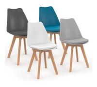Lot De 4 Chaises Sara Mix Color Gris Foncé Gris Clair Blanc Et Bleu Multicolore