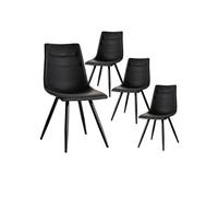 Lot de 4 Chaises Simili Cuir Noir - KORA -