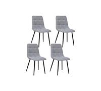 - Lot de 4 chaises Sirac effet velours - Gris clair - Sirac