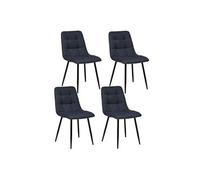 Toilinux - Lot de 4 chaises Sirac effet velours - Gris foncé