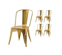 Lot de 4 chaises style industriel en métal couleur or - Finition brillant