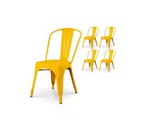 Lot de 4 chaises style industriel en métal jaune - Finition brillant