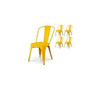 Lot de 4 chaises style industriel en métal jaune - Finition brillant