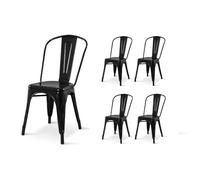 Lot de 4 chaises style industriel en métal noir brillant