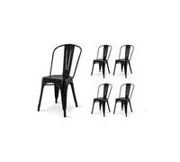 - Lot de 4 chaises noires en métal Noir Brillant Style Industriel FACTORY finition Gloss