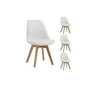 Lot de 4 chaises style scandinave en tissu bouclette blanc - SCANDI