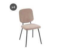 Lot de 4 chaises SUZIE velours côtelé taupe - Gris
