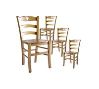 Lot de 4 Chaises Teinté Chêne et Assises en Bois - NAPLES -