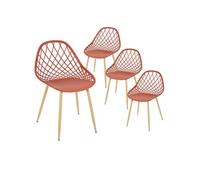 TRESSIE - Lot de 4 Chaises Terracotta Coque Arrondie
