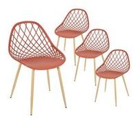 TRESSIE - Lot de 4 Chaises Terracotta Coque Arrondie