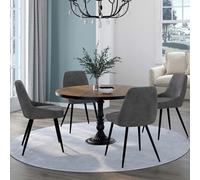 IDMarket – Lot de 4 chaises Thalya en velours gris foncé avec accoudoirs