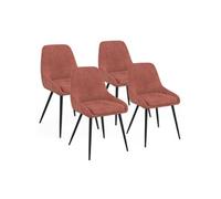 IDMarket - Lot de 4 chaises THALYA en velours terracotta avec accoudoirs