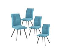 Lot de 4 Chaises Tissu Coloris Bleu - BISPO -