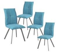 Lot de 4 Chaises Tissu Coloris Bleu - BISPO -