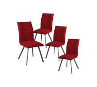 Lot de 4 Chaises Tissu Coloris Rouge - BISPO -