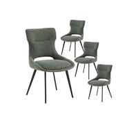 Lot de 4 Chaises Tissu Coloris Vert - AMANDA -