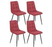 ERNEST - Lot de 4 Chaises Tissu Rouge Pieds Métal Gris Anthracite - Altobuy Rouge G