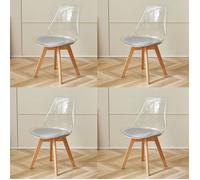 Lot de 4 chaises transparentes, chaises de salle à manger coussin en PU design scandinave(Gris)