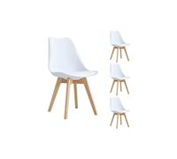 Lot de 4 chaises tulipe style scandinave PU blanc - SCANDI