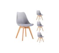 Lot de 4 chaises tulipe style scandinave PU gris clair - SCANDI