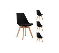 Lot de 4 chaises tulipe style scandinave PU noir - SCANDI
