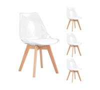 Lot de 4 chaises tulipe style scandinave PU transparent - SCANDI