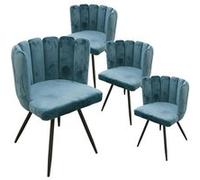 CHARLOTTE - Lot de 4 Chaises Velours Bleu -