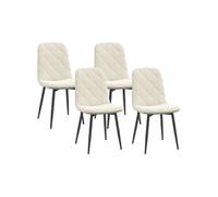HomCom Lot de 4 chaises de salle à manger rembourrées, dossier haut, tissu effet velours, crème