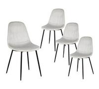ALESSIA - Lot de 4 Chaises Velours Côtelé Gris Clair -