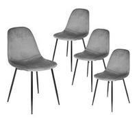 ALESSIA - Lot de 4 Chaises Velours Côtelé Gris Foncé -