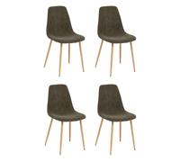 Lot de 4 Chaises Velours Côtelé "Roka" 87cm Kaki
