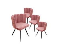 CHARLOTTE - Lot de 4 Chaises Velours Rose -