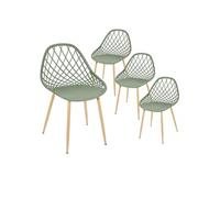 TRESSIE - Lot de 4 Chaises Vertes Coque Arrondie