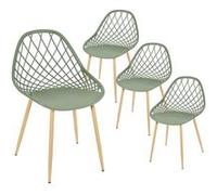 TRESSIE - Lot de 4 Chaises Vertes Coque Arrondie