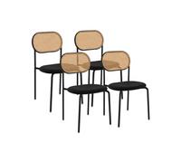 IDMarket – Lot de 4 chaises Clotilde Vintage – métal noir, dossier cannage – pour salle à manger