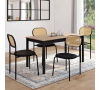 IDMarket - Lot de 4 chaises Vintage Clotilde en métal Noir et Dossier cannage pour Salle à Manger