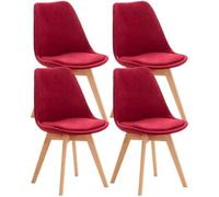 Lot de 4 chaises vintage en velours rouge LinCHAVORNAY