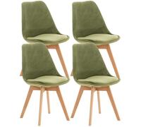 Lot de 4 Chaises Vintage - LinCHAVORNAY Velours Vert Clair - Bois et Simili - Salle à manger