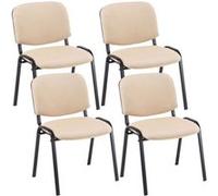 CLP Lot de 4 chaises visiteur Ken - empilables, tissu, dossier confortable, pieds métal, crème